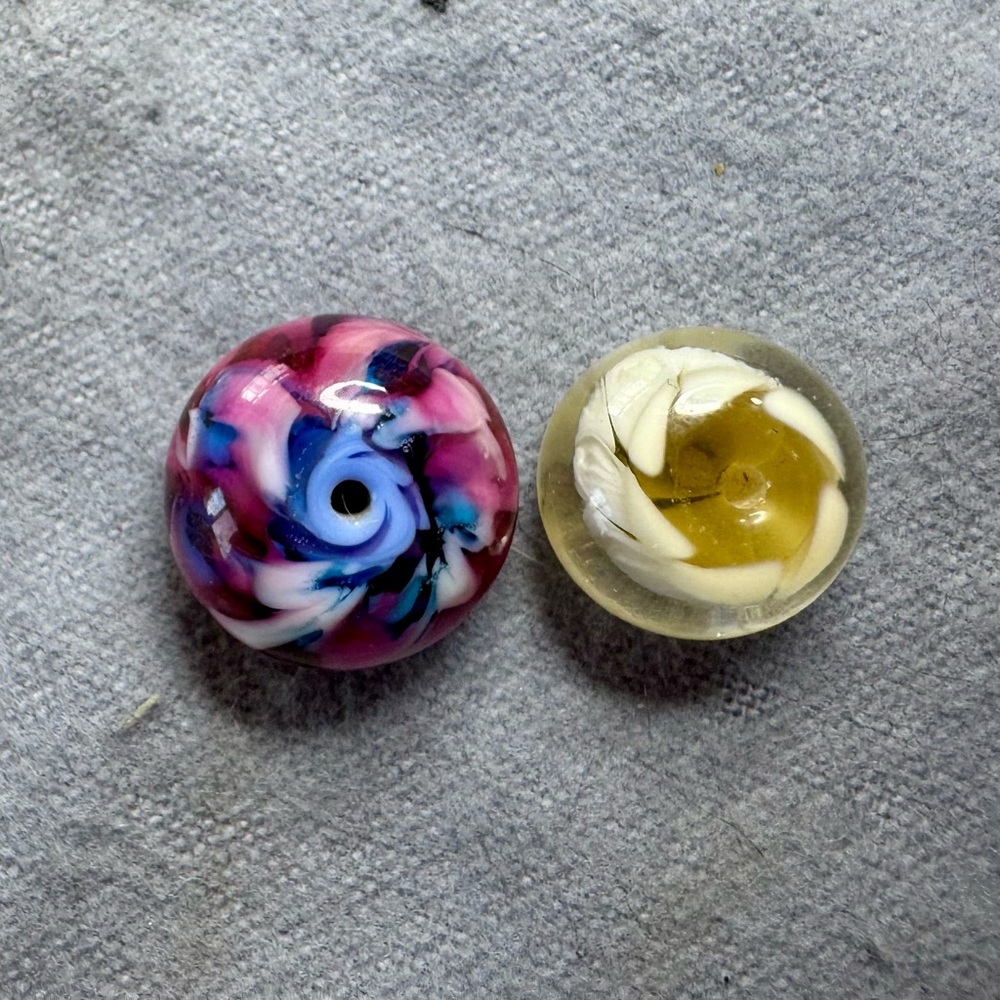 Hand Crafted Pink and Purple Swirl Lampwork Beads